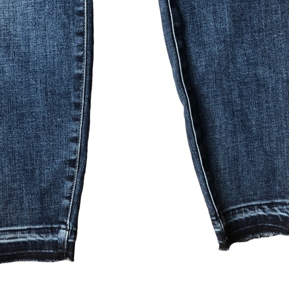 Judy Blue Denim Stretch Blue Jean 14W Skinny Fit High Waisted Raw Hem Distress - Picture 5 of 6